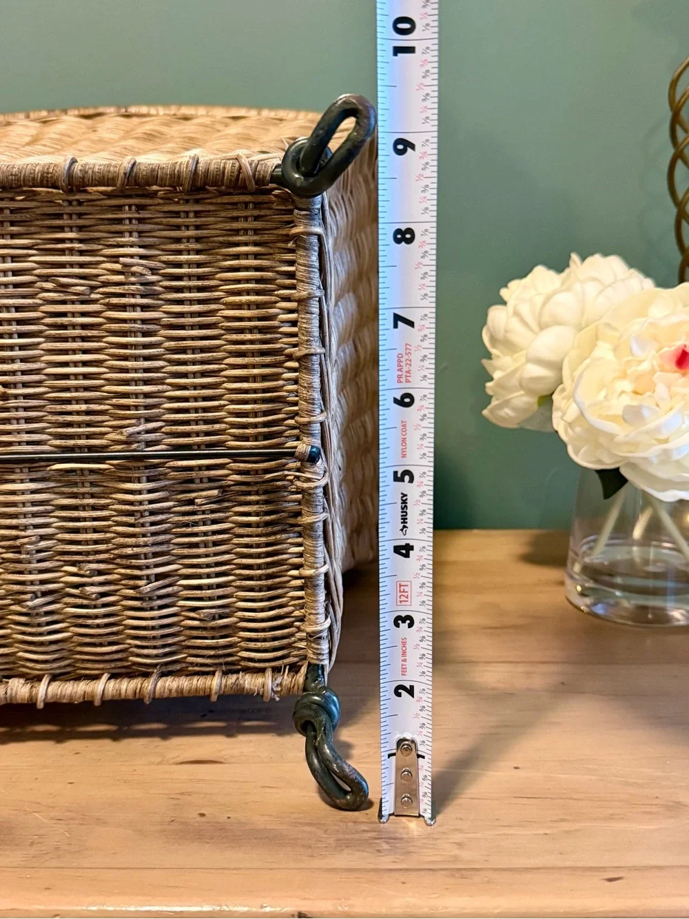 Vintage Wicker Footed Planter | Rattan Cachepot with Metal Claw Feet
